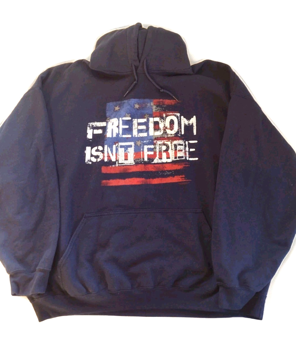 Hoodie "Freedom Isn’t Free" Patriotic USA Mens 2XL streetwear workwear Y2k